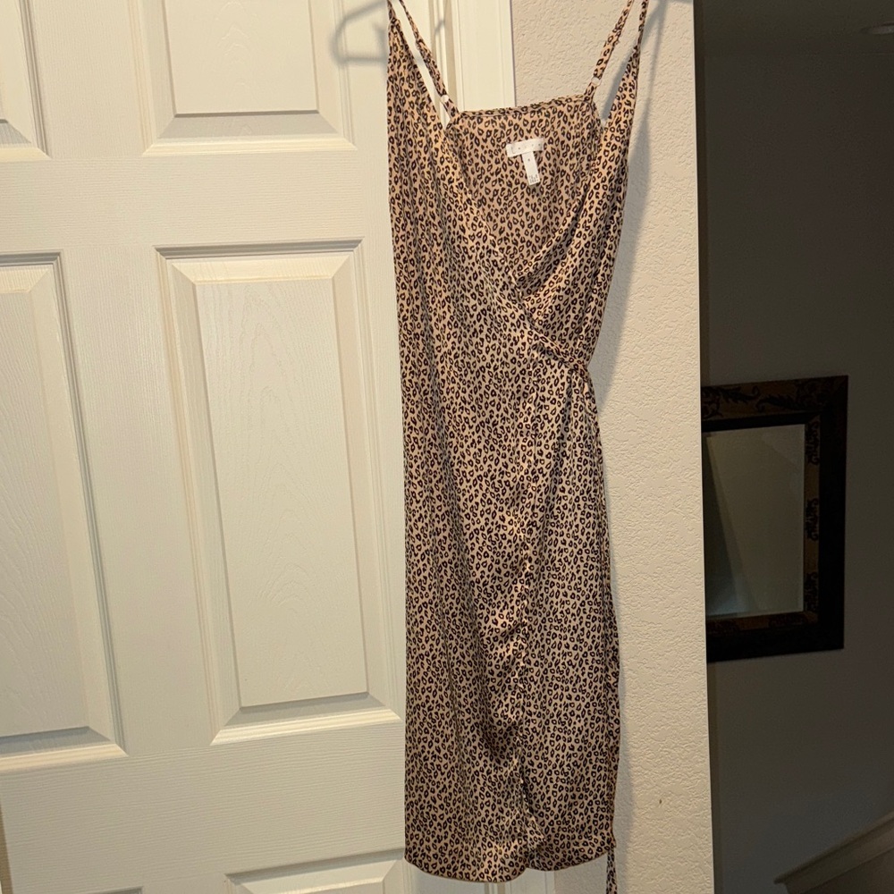 Leith Leopard Slip Dress in Tan and Black